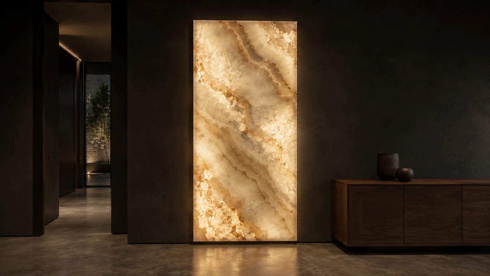 Backlit Blue Onyx kitchen counter, London