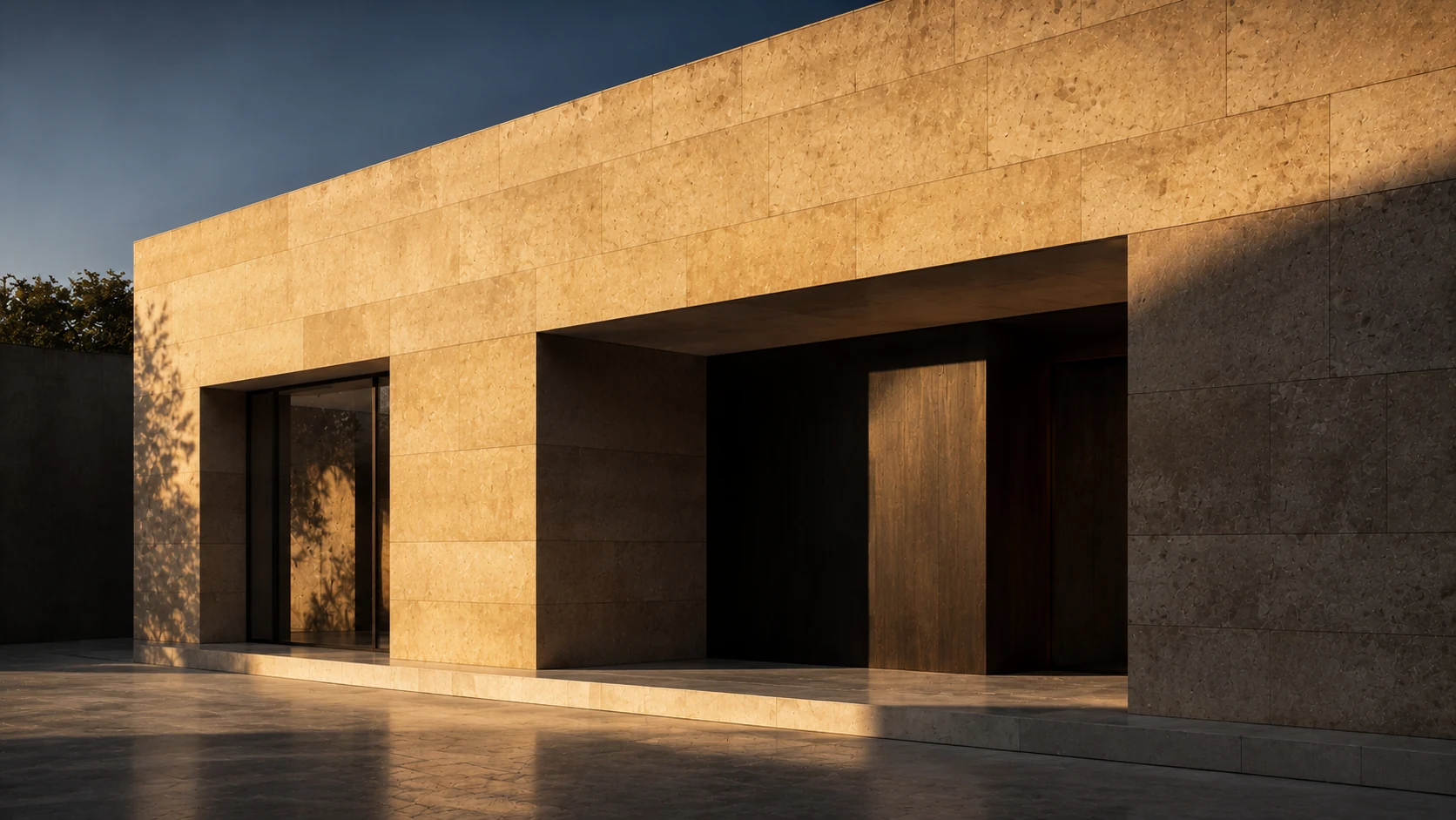Limestone villa facade
